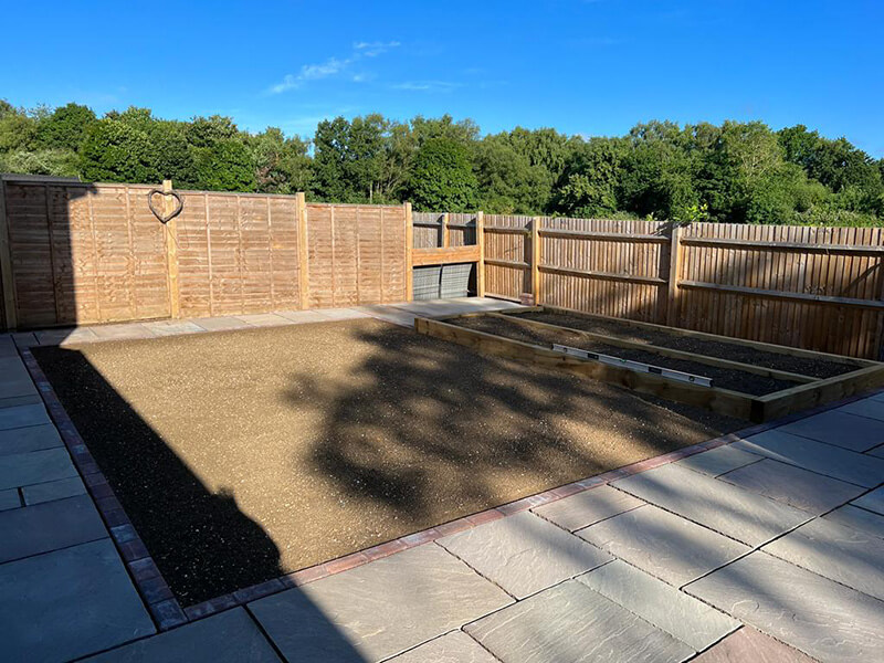 Indian Sandstone With Black Paving Edges and New Turf - Canterbury, Kent